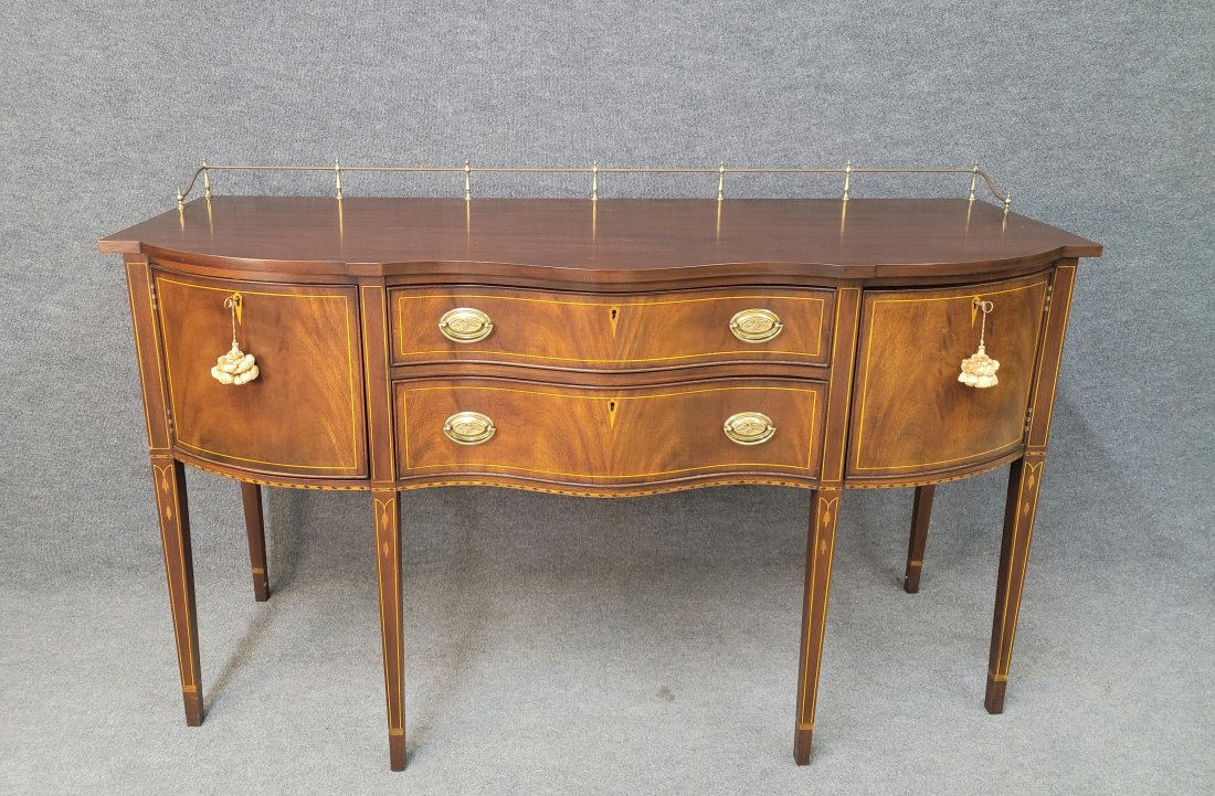 Henkel Harris Mahogany Inlaid Sideboard: 42"h x 66.25"w x 26"d