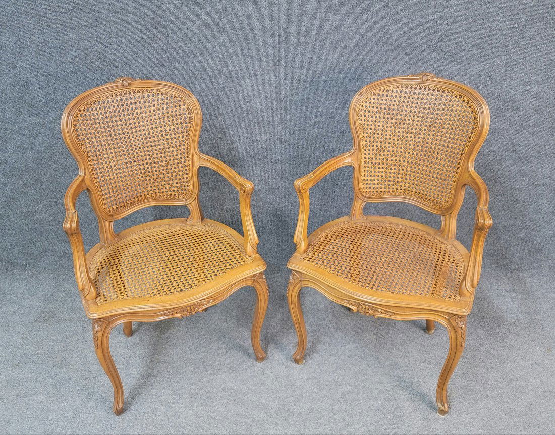 Pair Of Cane Back Fauteuil Armchairs (1 of 5)