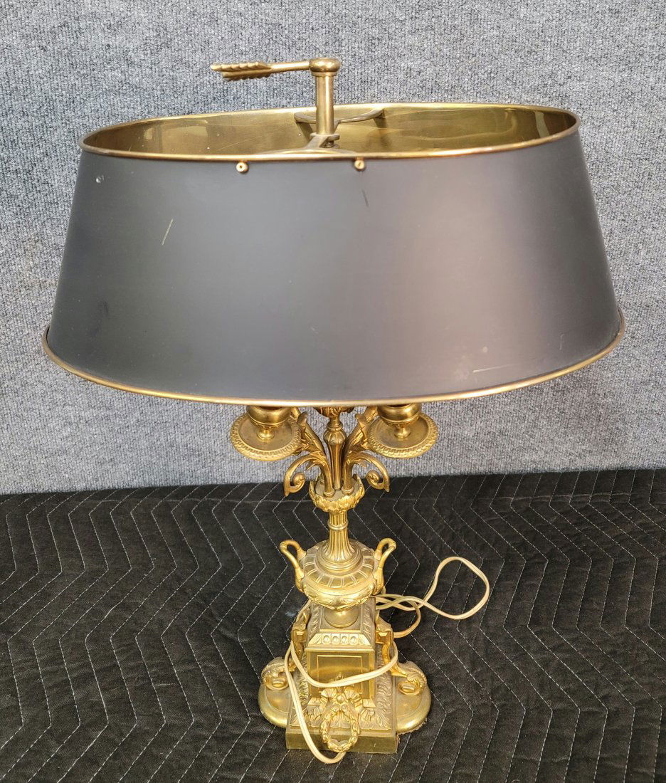 Great Quality Brass Lamp With Tole Shade (1 of 5)