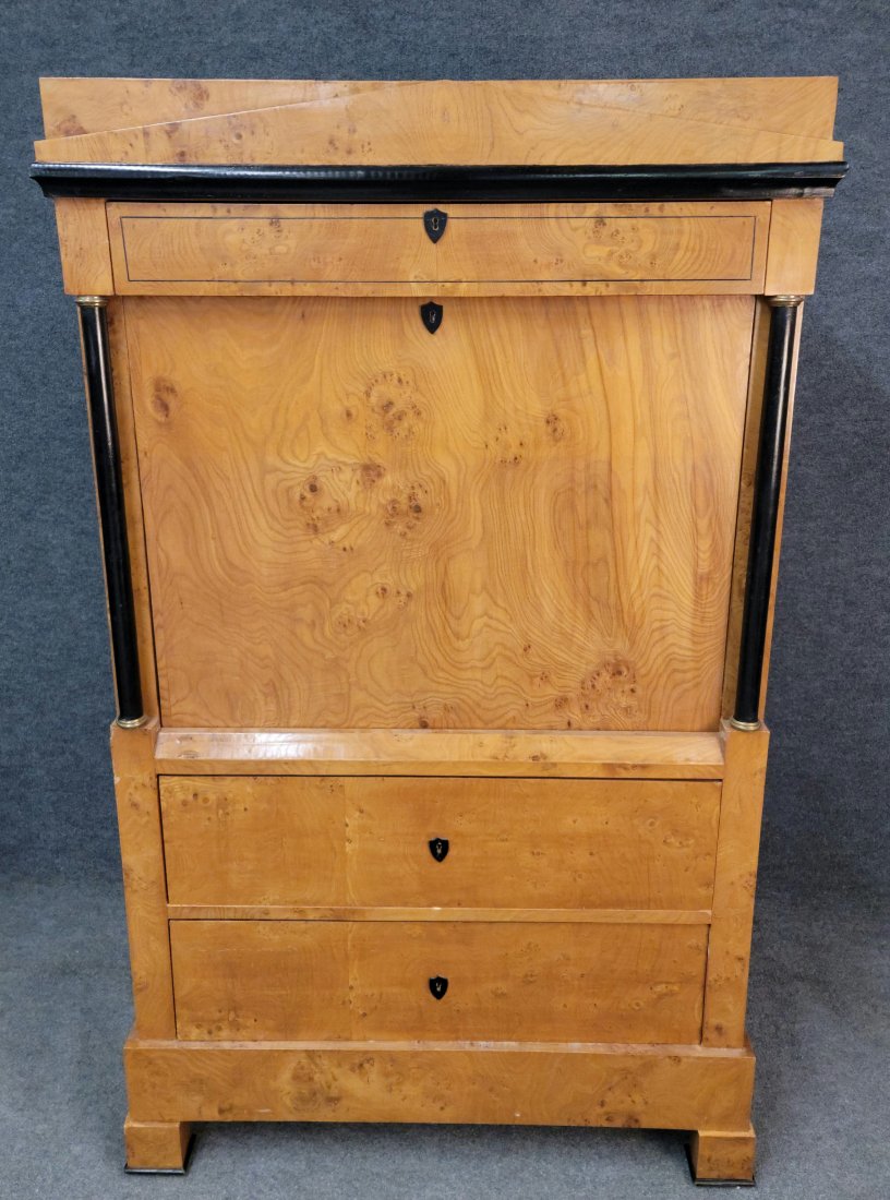 Egyptian Biedermeier Abattant: 68.25"h x 41.25"w x 19.25"d