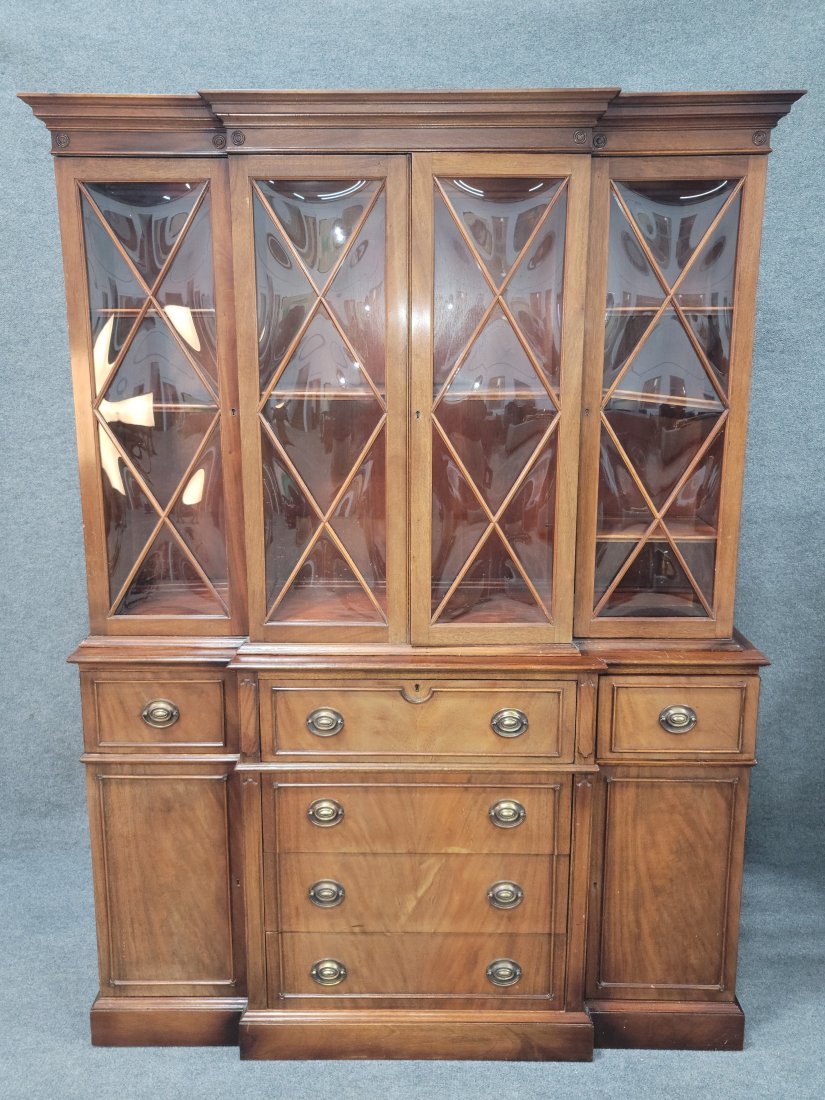 Mahogany Bubble Glass Breakfront: 80h, 58w, 16d