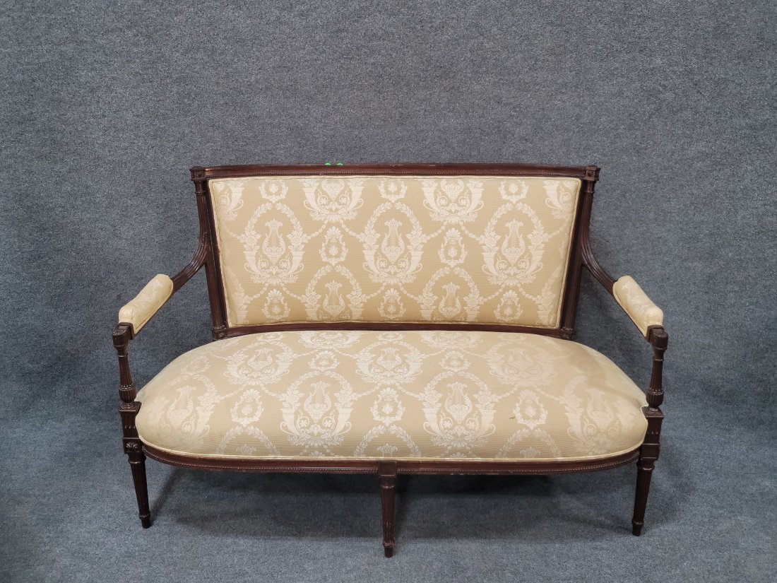French Style Settee: 35.75h, 54.50w, 28d, 16.5 seat height