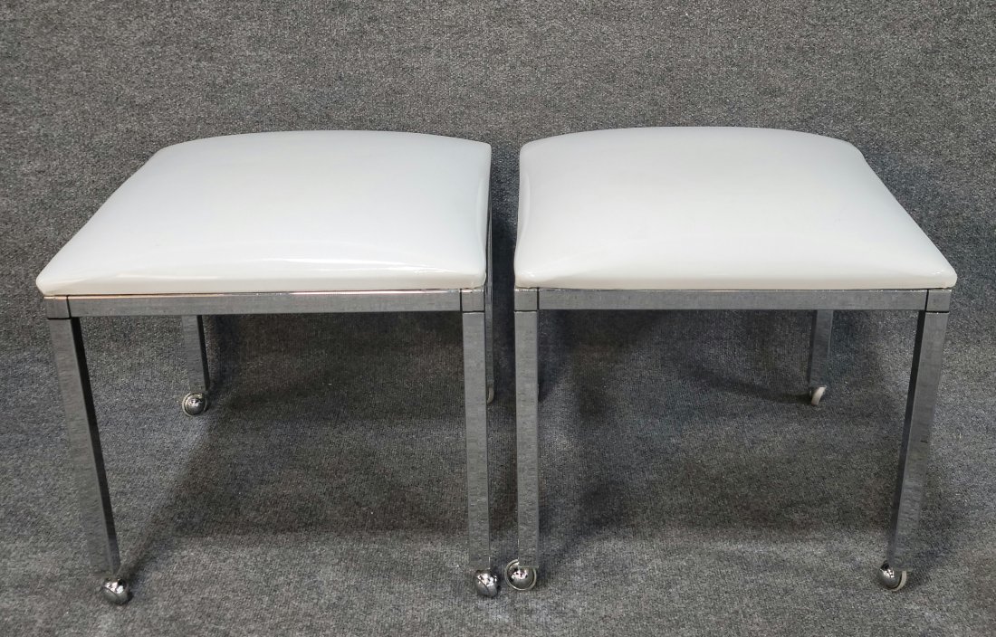 Pair Of Milo Baughman Style Benches: 18.25h, 19w, 19d