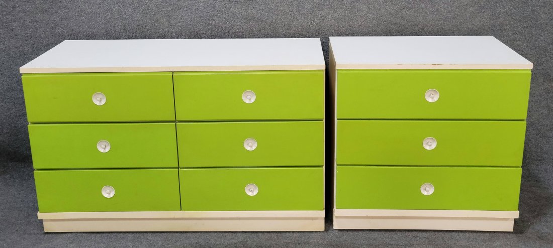Pair Of 1980's Dressers: (DRESSER- 30.25h, 48w, 17.5d) (Nightstand- 30.25h, 30w, 17.5d)