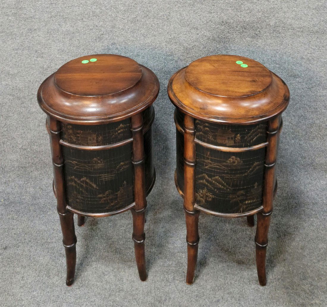 Pair Of Ethan Allen Stands: 25.25h, 13 diameter