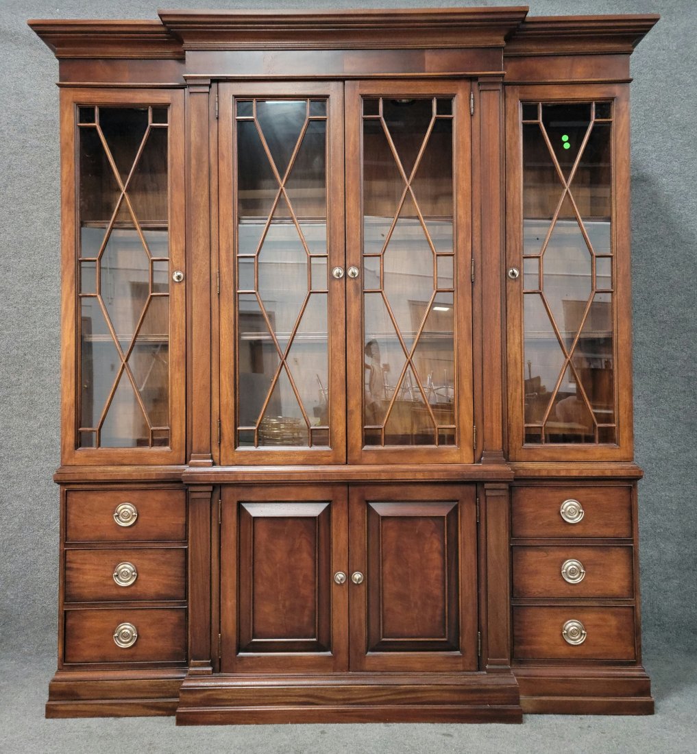 Ethan Allen 2 Piece Breakfront: 84.5h, 73.5w, 16.5d