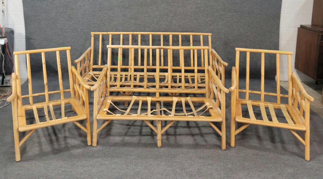 4 Piece Rattan Parloe Set Made by Ficks Reed: Big Sofa: 29.75h, 70.75w, 32.50d
