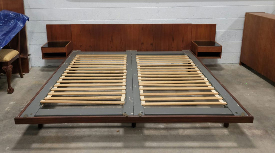 Hans Wegner Bed (Signed): Platform - 12h, 79w, 79d, Headboard - 29.25h, 111.25w