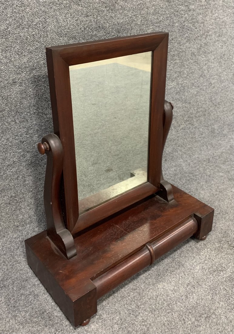 Antique Empire Shaving Mirror: 26.50"h x 21.75"w x 10.50"d