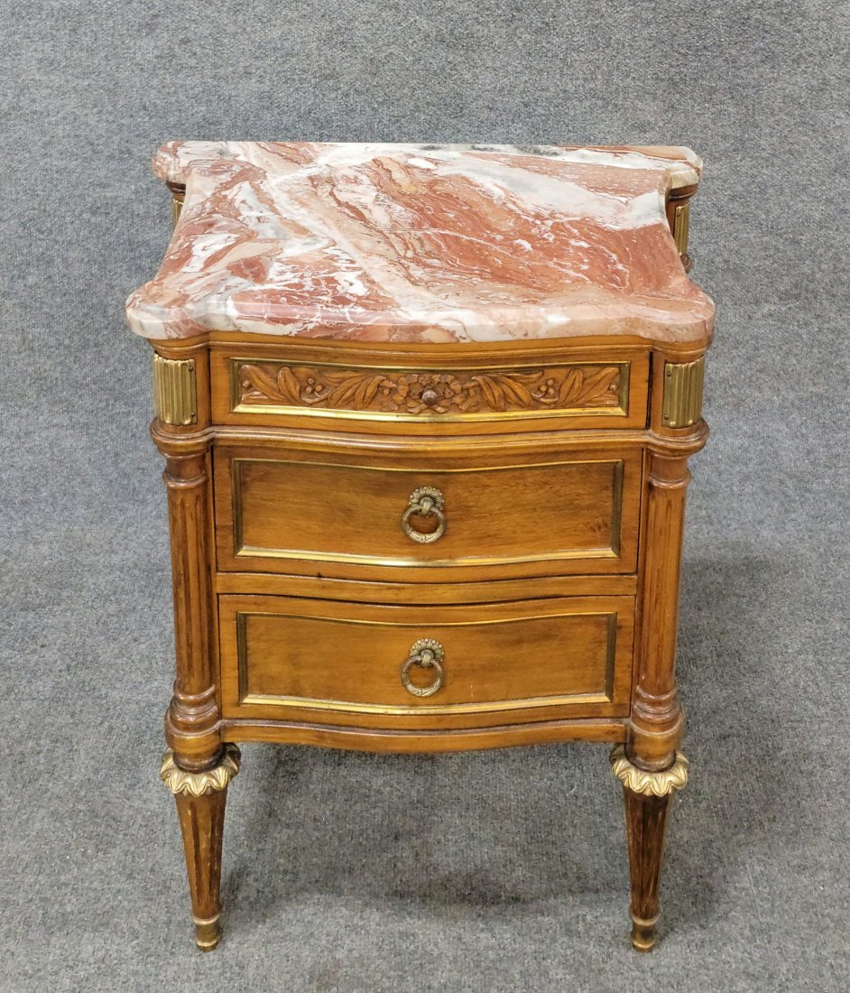 Marble Top Jansen Style Night Stand (1 of 6)