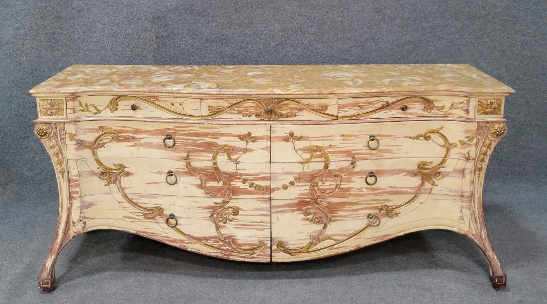 Marble Top Commode: 34.50h, 77.5w, 20.75d