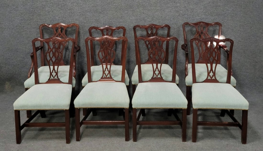 8 Schmeig And Kotzian Chairs 2 Arms 6 Sides: 37h, 21.5w, 23.5d, -----38h, 22.25w, 27.25d, 17.75sh