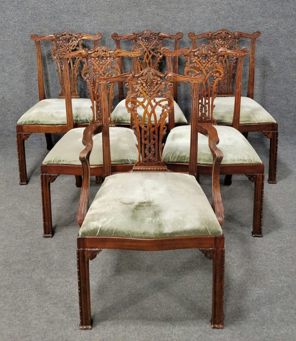 6 Maitland Smith Georgian Chippendale Chairs (1 of 4)