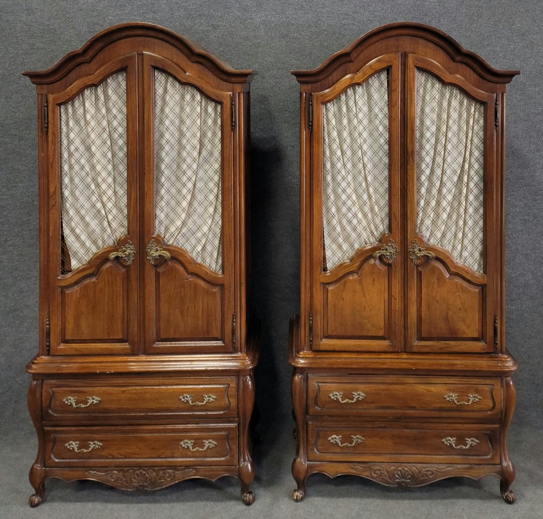 Pair Of Country French Cabinets Made By Hickory: 78.75"H, 38"W, 19.50"D
