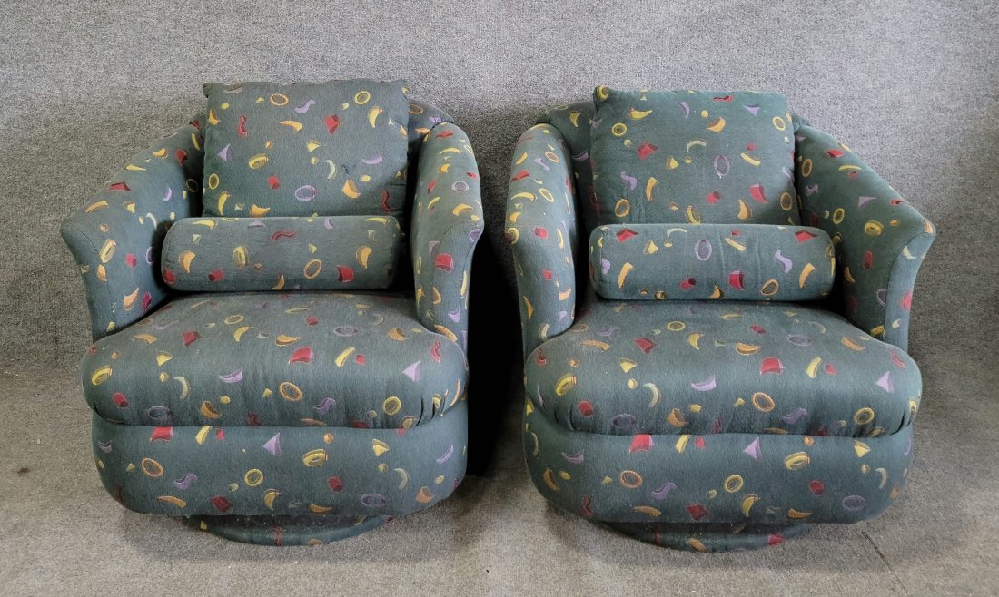 Pair Of Milo Baughman Style Swivel Chairs (1 of 3)