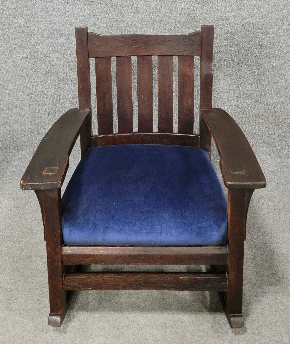 Mission Oak Rocking Chair: IT IS PEGGED POSSIBLY STICKLY------32"H, 26.50"W, 29.50"D, 15"SH