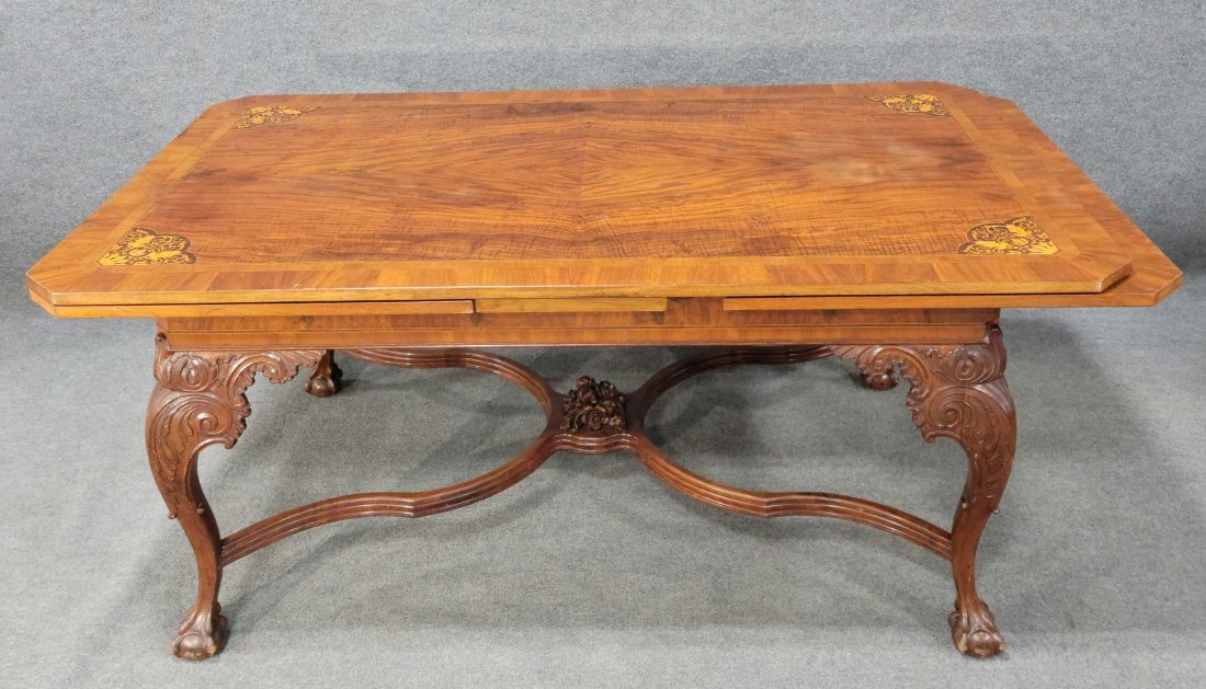 French Inlaid D.R. Table: 31.50"H, 75.50"W, 43.75"D
