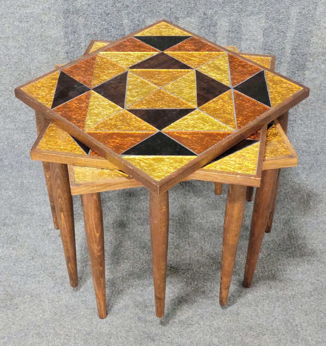 3 Stack Mid-Century Tables: 15"H, 16"W, 16"D