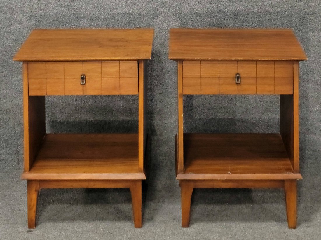 Pair Of Mid Century Nightstands: 26"H, 19.75"W, 14"D