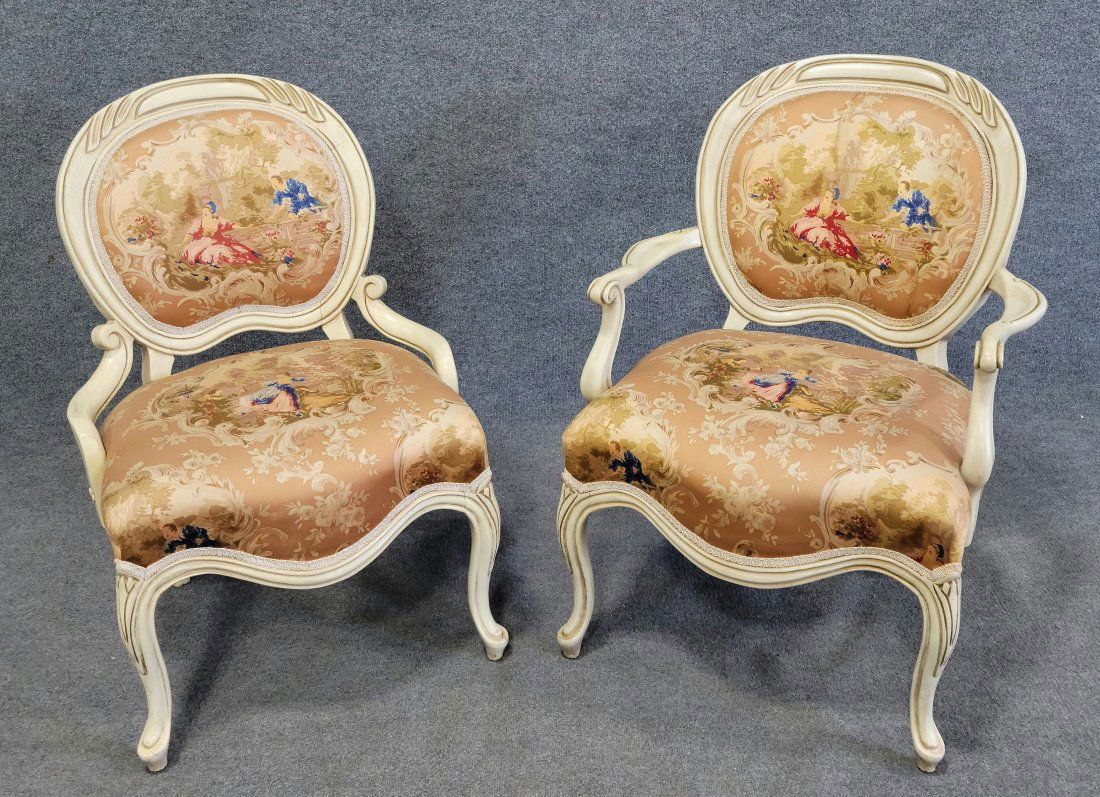 Pair Of White Victorian Style Chairs (1 of 6)