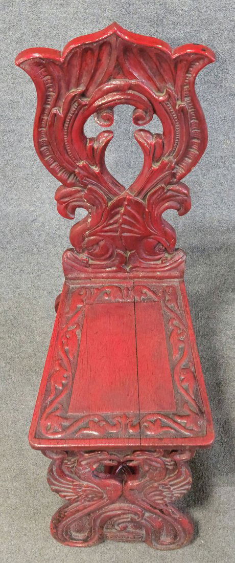 Antique Red Painted Carved Side Chair (1 of 5)