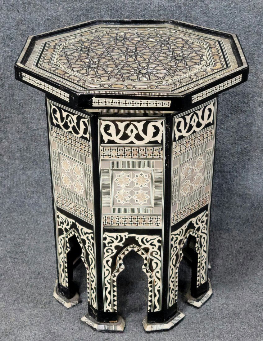 Middle Eastern Inlaid Taboret Stand (1 of 4)