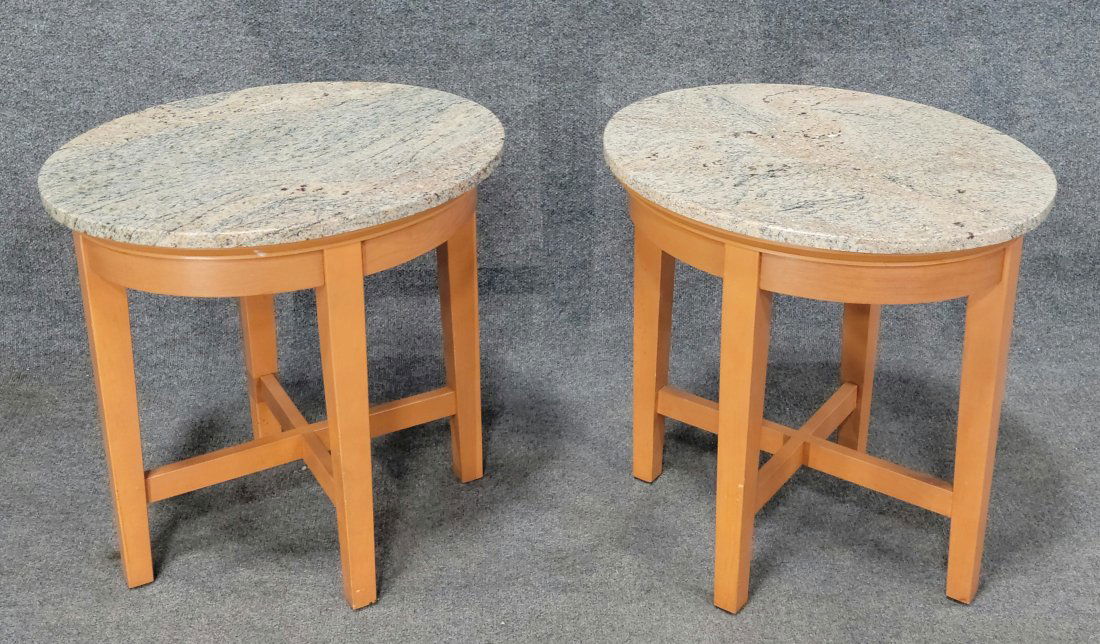 Pair Of Marble Top End Tables (1 of 4)