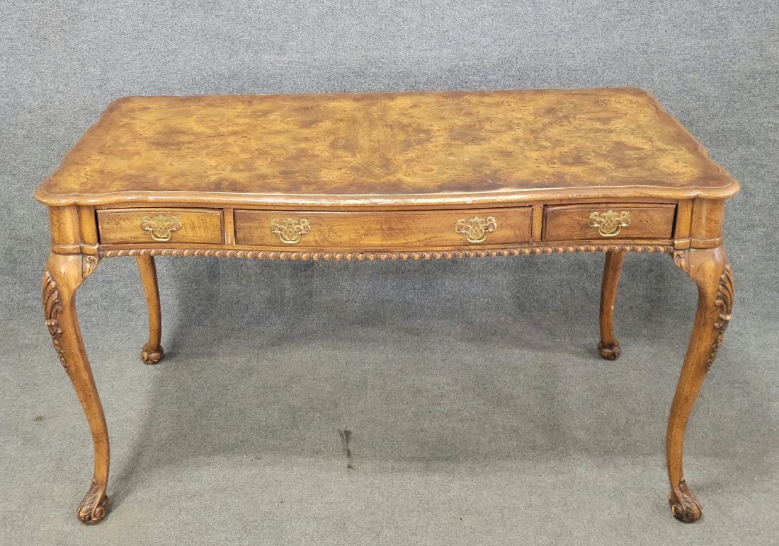 Weiman Desk Burl Walnut: 31.25"H, 71"W, 33"D