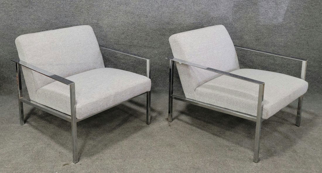 Pair Of Milo Baughman Style Chrome Chairs (1 of 5)