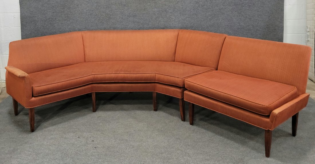 Kagan Style Mid Century Sectional: Sectional - 31"H, 96.50"W, 33"D, 14"SH | Chair Piece - 31"H, 35"W, 26"D