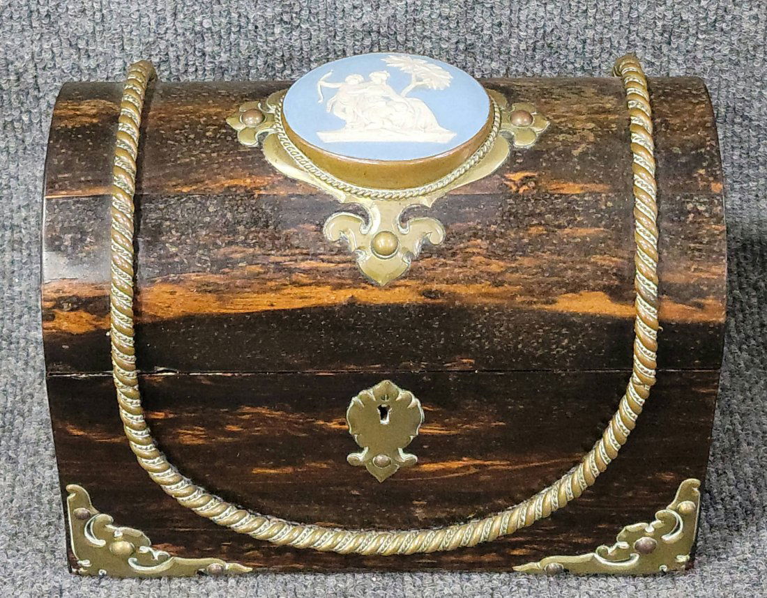 Rosewood Coffin Box With Bronze Mounts And A Plaque (1 of 6)