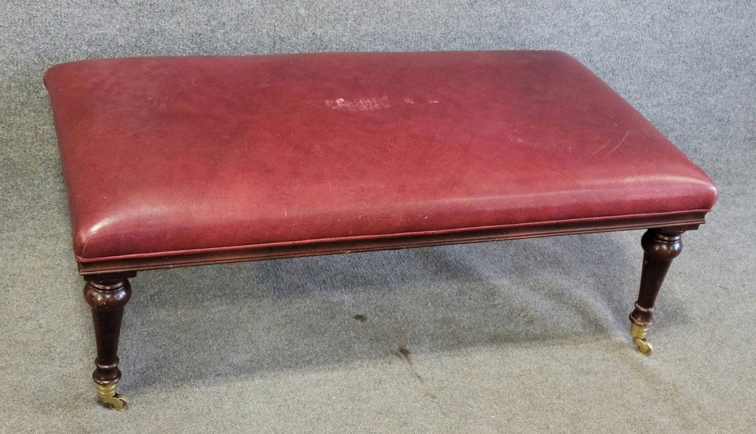 Leather Ottoman Charles Stewart Company: 15.50"H, 41.75"W, 23"D