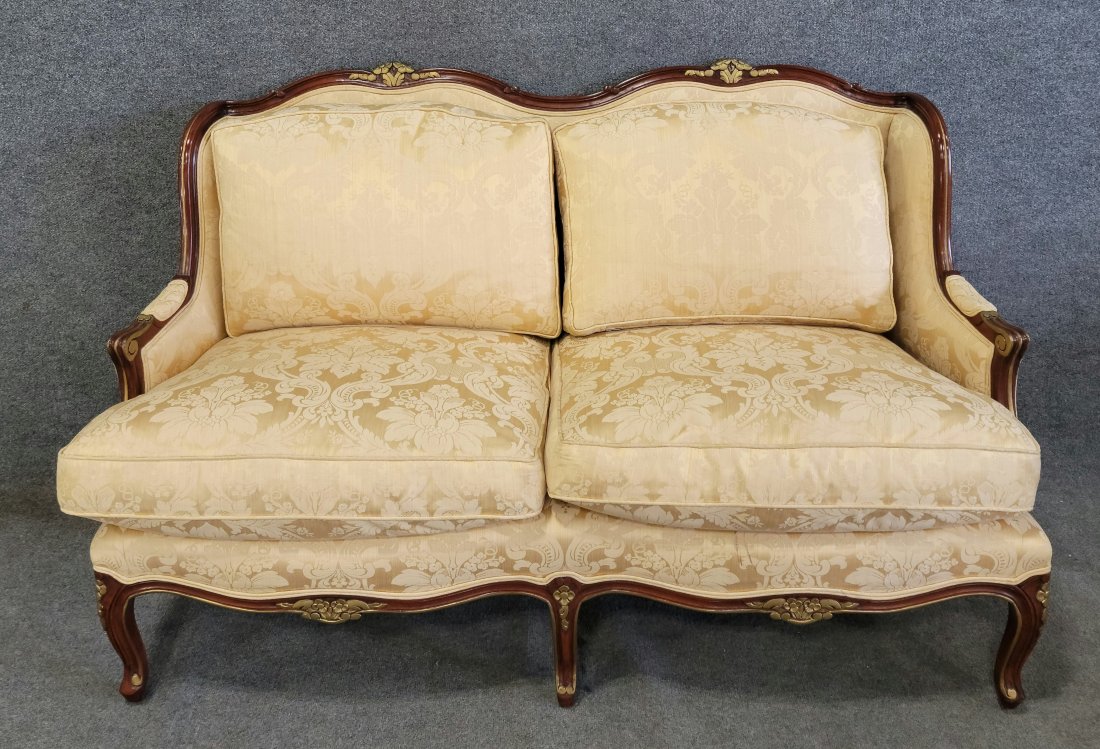 French Settee: 37.25"H, 60.50"W, 32"D, 20.50"SH