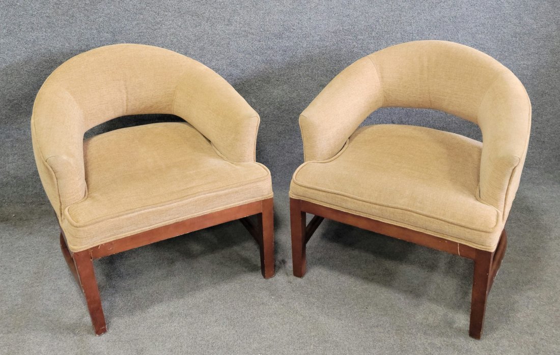 Pair Of Brown Mid Century Style Chairs: 29.25"H, 29"W, 31"D