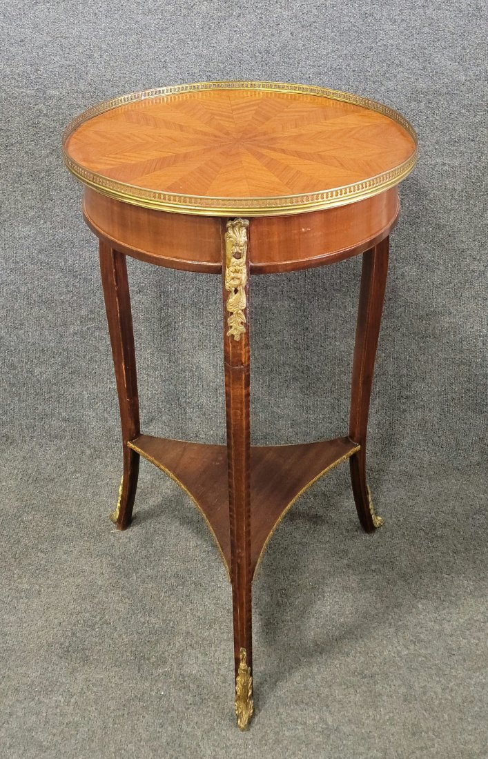 Bronze Mounted French Table: 31"H, 20.50"Diameter