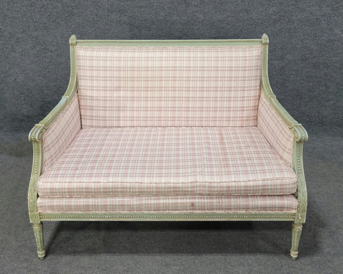 Jansen Style Painted Settee: 35"H, 48"W, 25.75"D