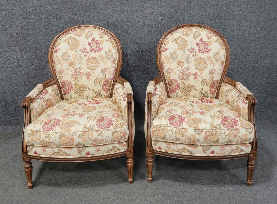 Pair Of Ethan Allen Bergere Chairs: 40"H, 29.50"W, 33.25"D, 18.50"SH
