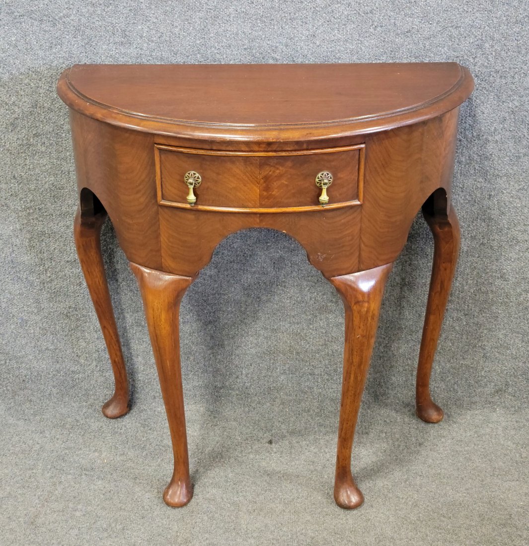 Burl Walnut Demi Lune Stand (Great Quality) (1 of 5)