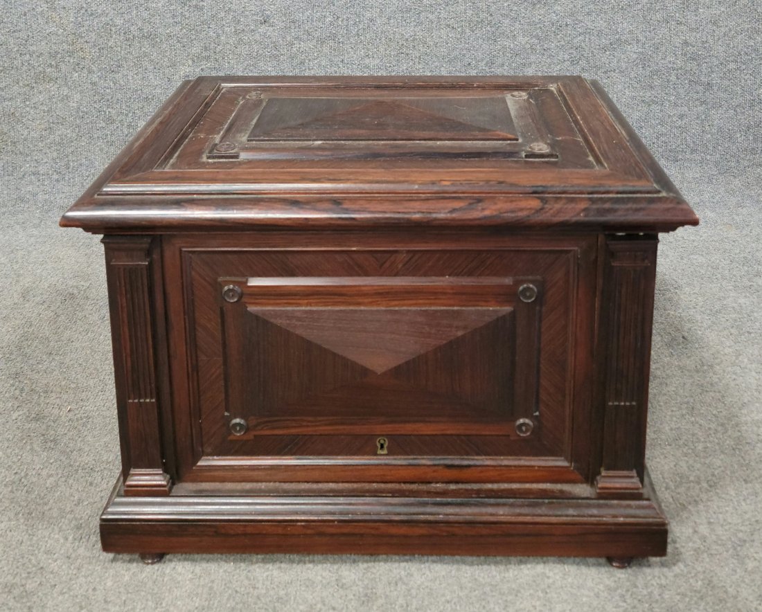 Antique Rosewood Liquor Cabinet: 13"H, 18.75"W, 14.50"D