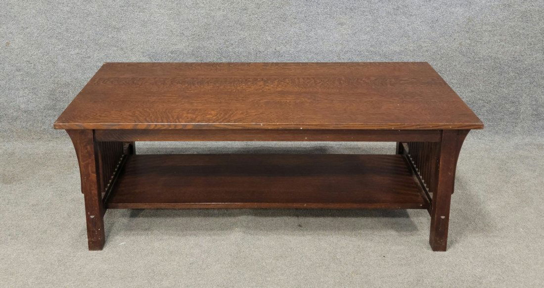 Signed Oak Stickley Coffee Table (1 of 5)