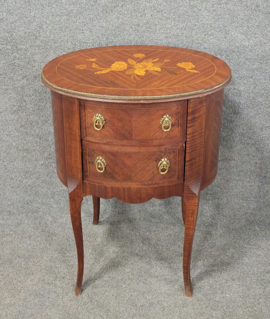 Inlaid 2 Drawer Commode (Back Repaired) (1 of 6)