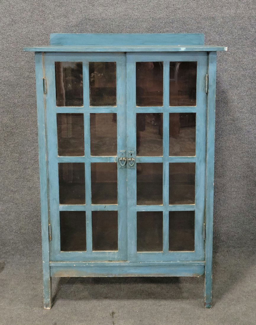 Stickley Blue Painted Oak China Cabinet (1 of 6)