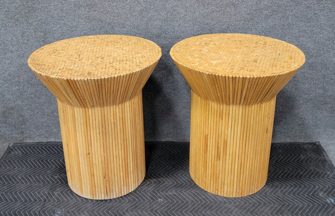 Pair Of Vintage Italian Rattan Table (1 of 3)