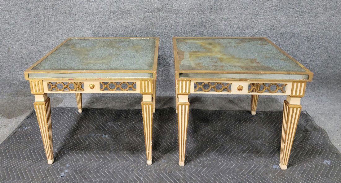 A Pair Of Jansen Style Mirror End Table (1 of 4)
