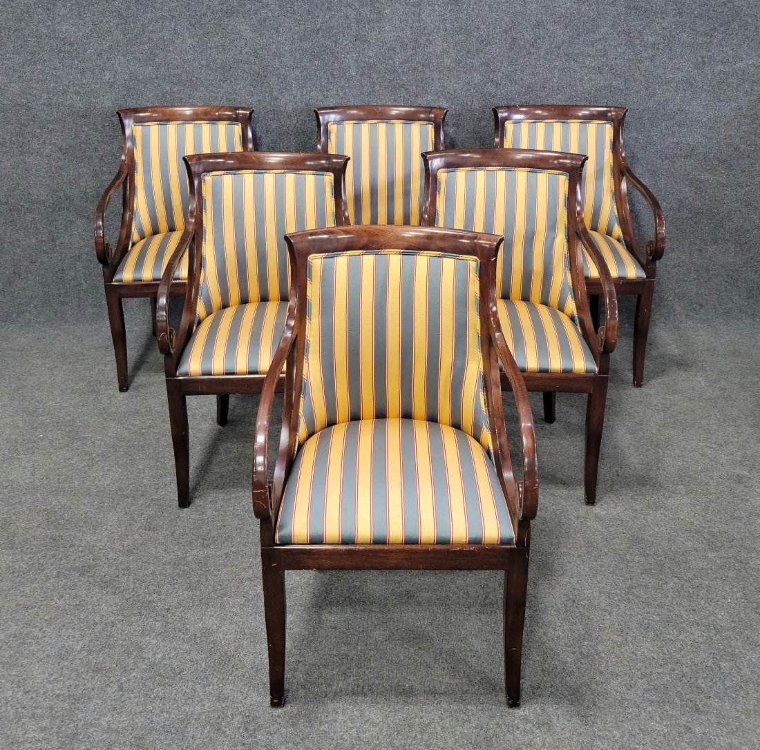 6 Smith And Watson Regency Chairs: 36"H, 21.50"W, 19"D, 18"SH