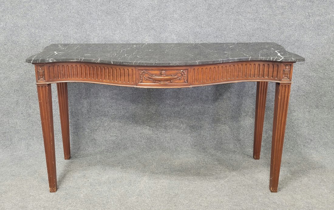Adams Style Marble Top Console: 35.50"H, 62.50"W, 22.75"D