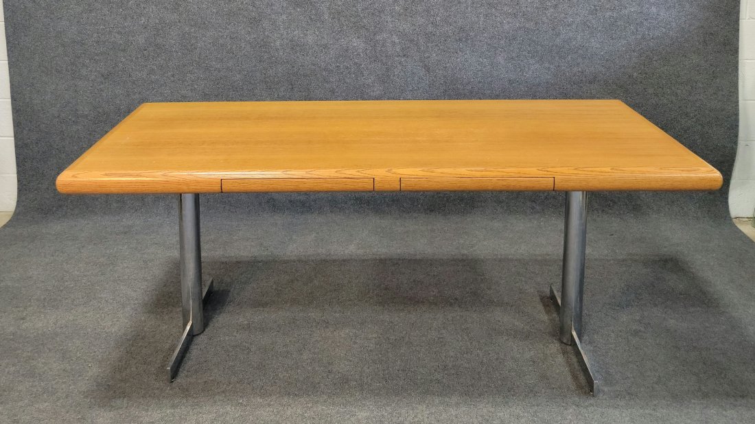 Mid Century Desk: 29"H, 77.75"W, 35.50"D