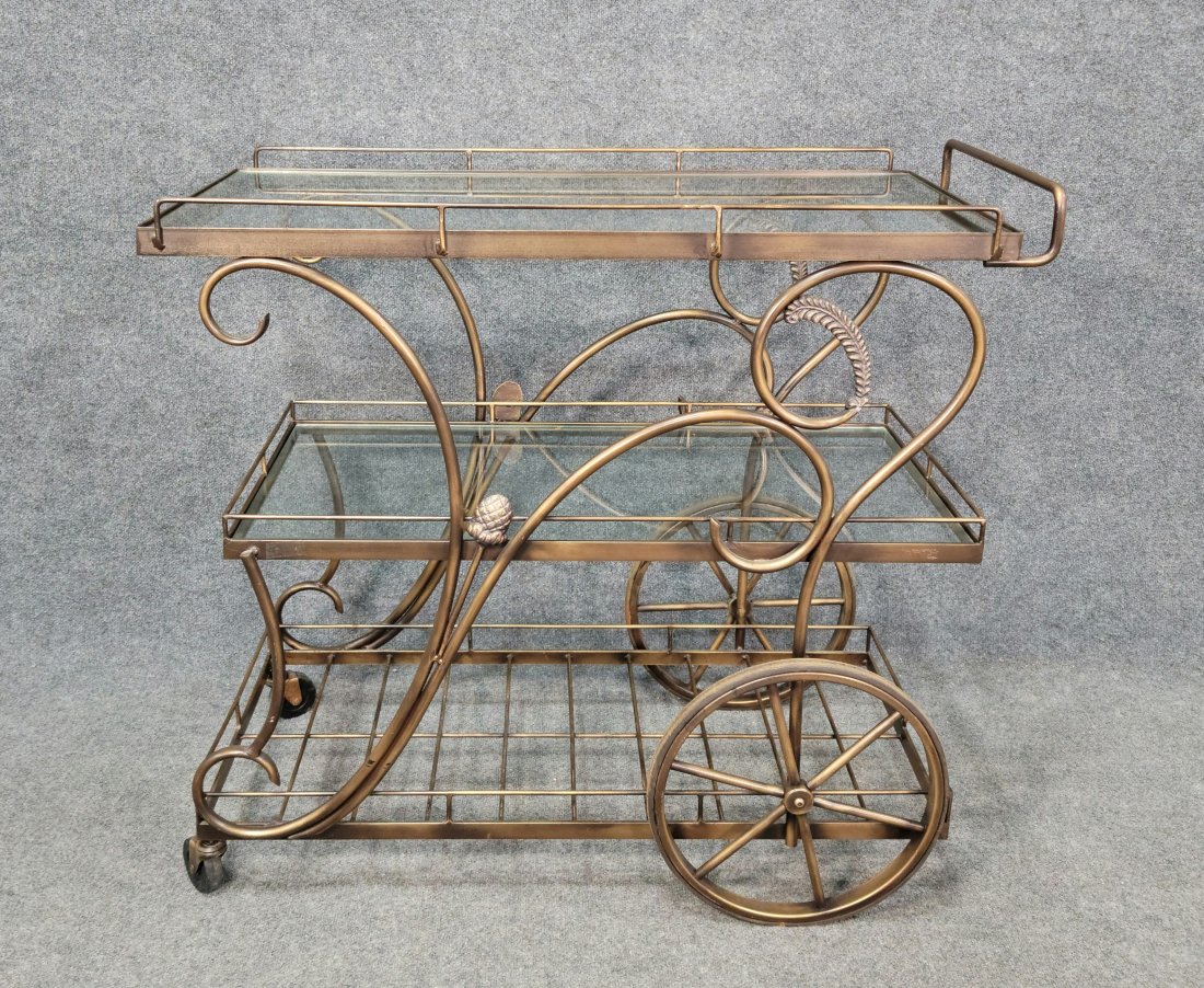 Bar Cart: 37.25"H, 21"W, 40.50"D