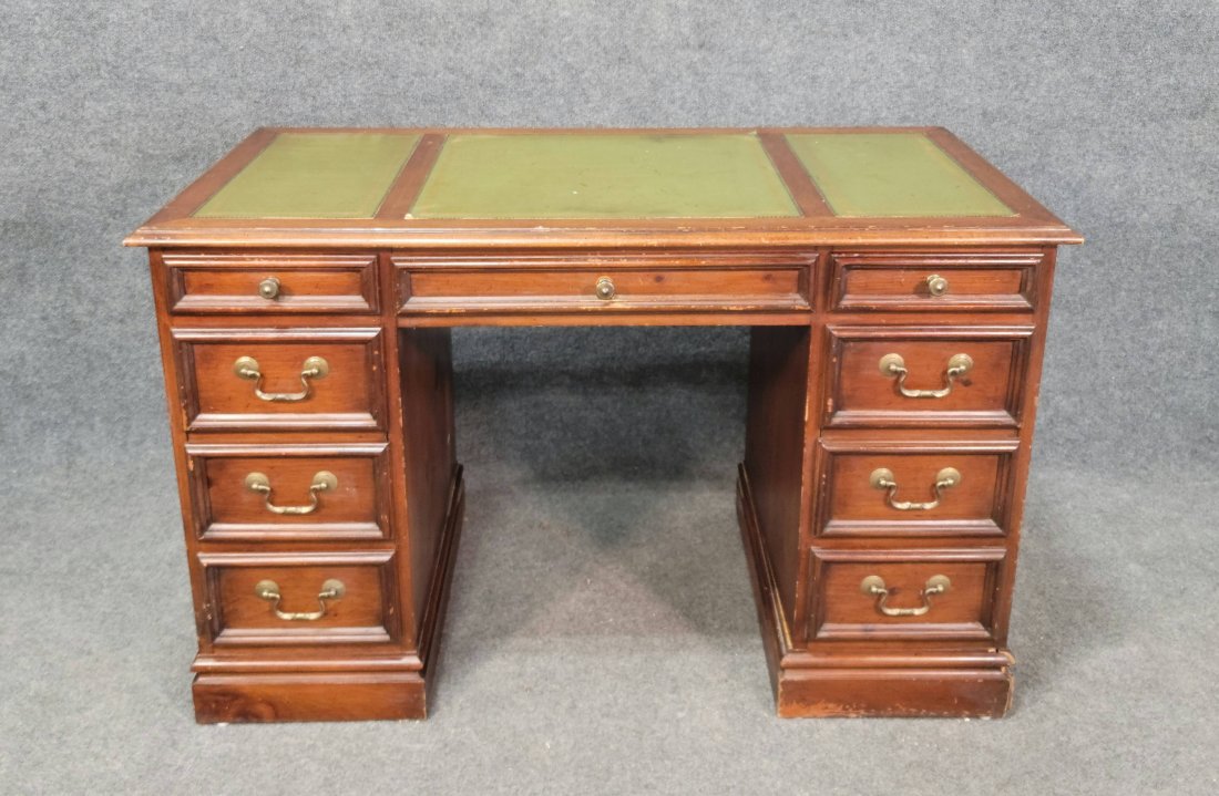 Leather Top Desk: 29"H, 45.50"W, 23.25"D