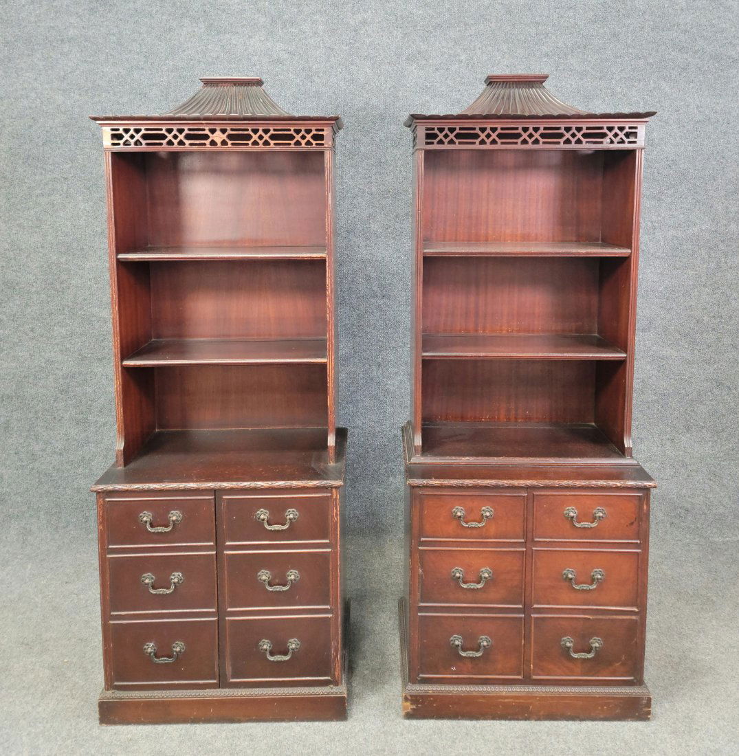 Pair Of Chinese Chippendale Bookcases (Flint + Horner (1 of 8)